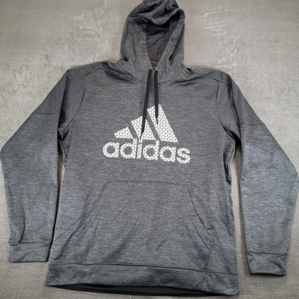 Adidas Mens Climawarm‎ Hoodie Gray Heathered Sweatshirt XL